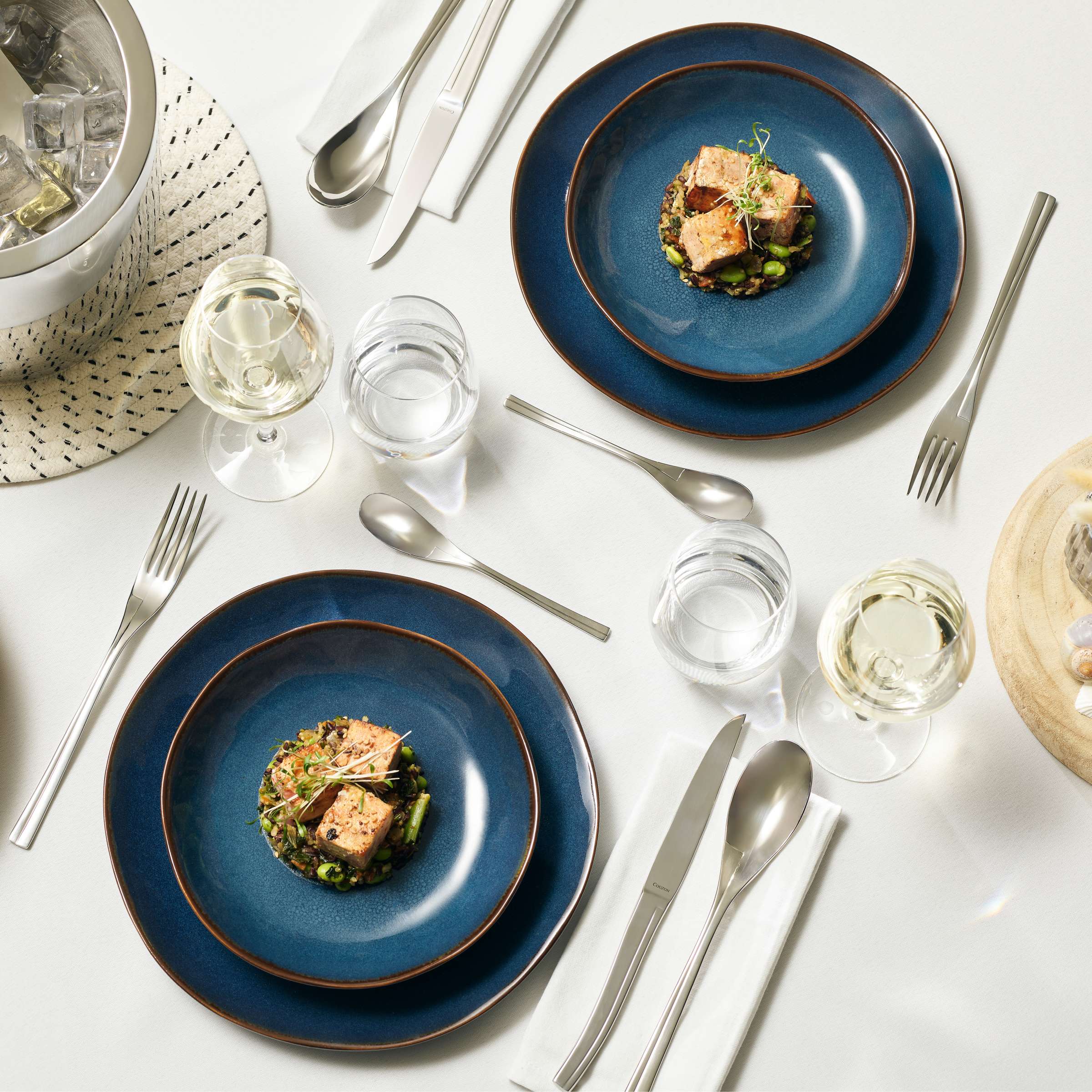 VERTIGO DENIM Dinner Plate blue, brown