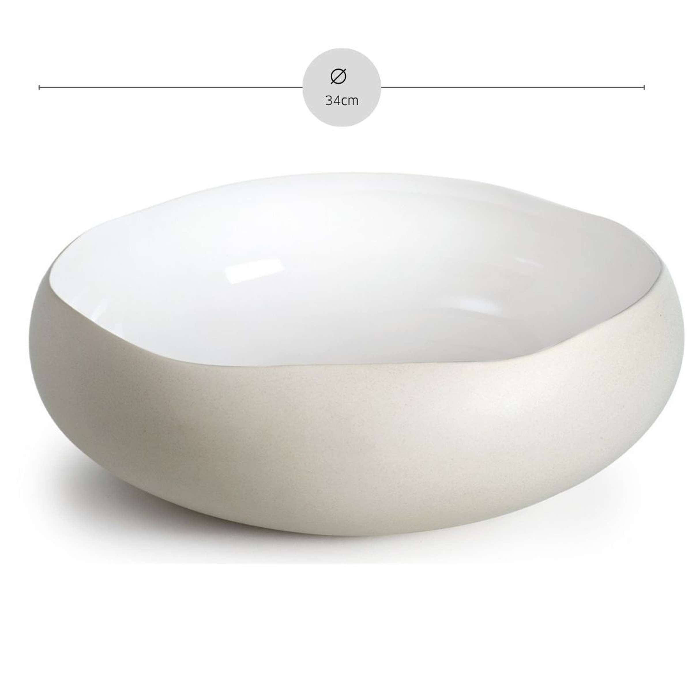 Große weiße OSLO WHITE Schüssel aus Geschirr von Médard de Noblat, elegante weiße Tischware, Nahaufnahme.