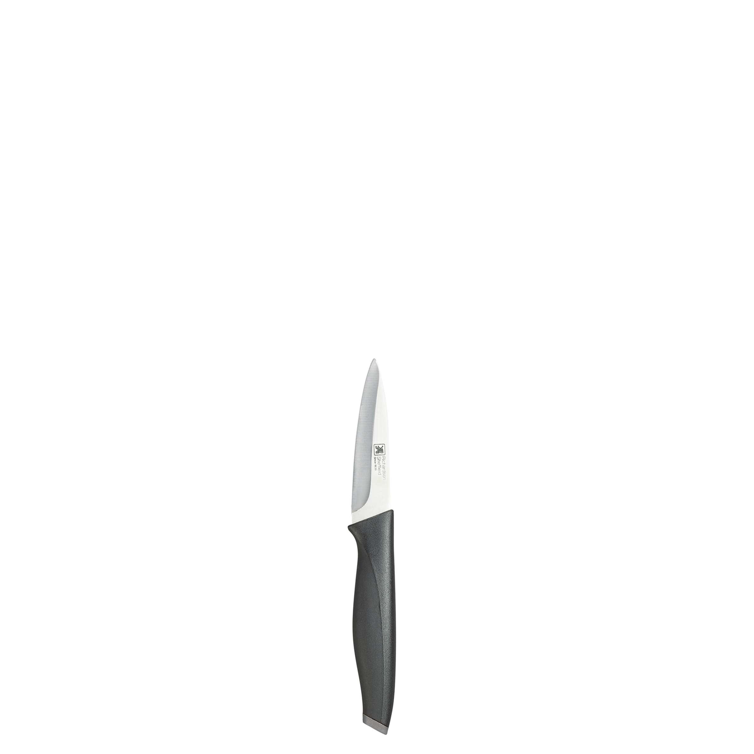Drei Küchenmesser im Richardson Sheffield Advantage Messer-Set, scharfe Klingen und ergonomische Griffe sichtbar.