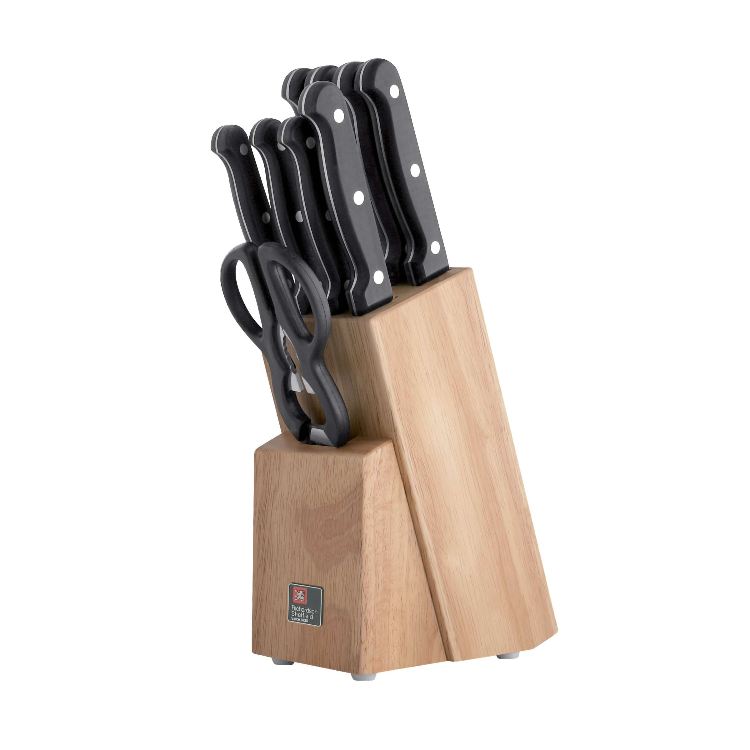 Artisan Messerblock von Richardson Sheffield mit neun Messern, Holzblock mit Edelstahlklingen für Küchenmesser.