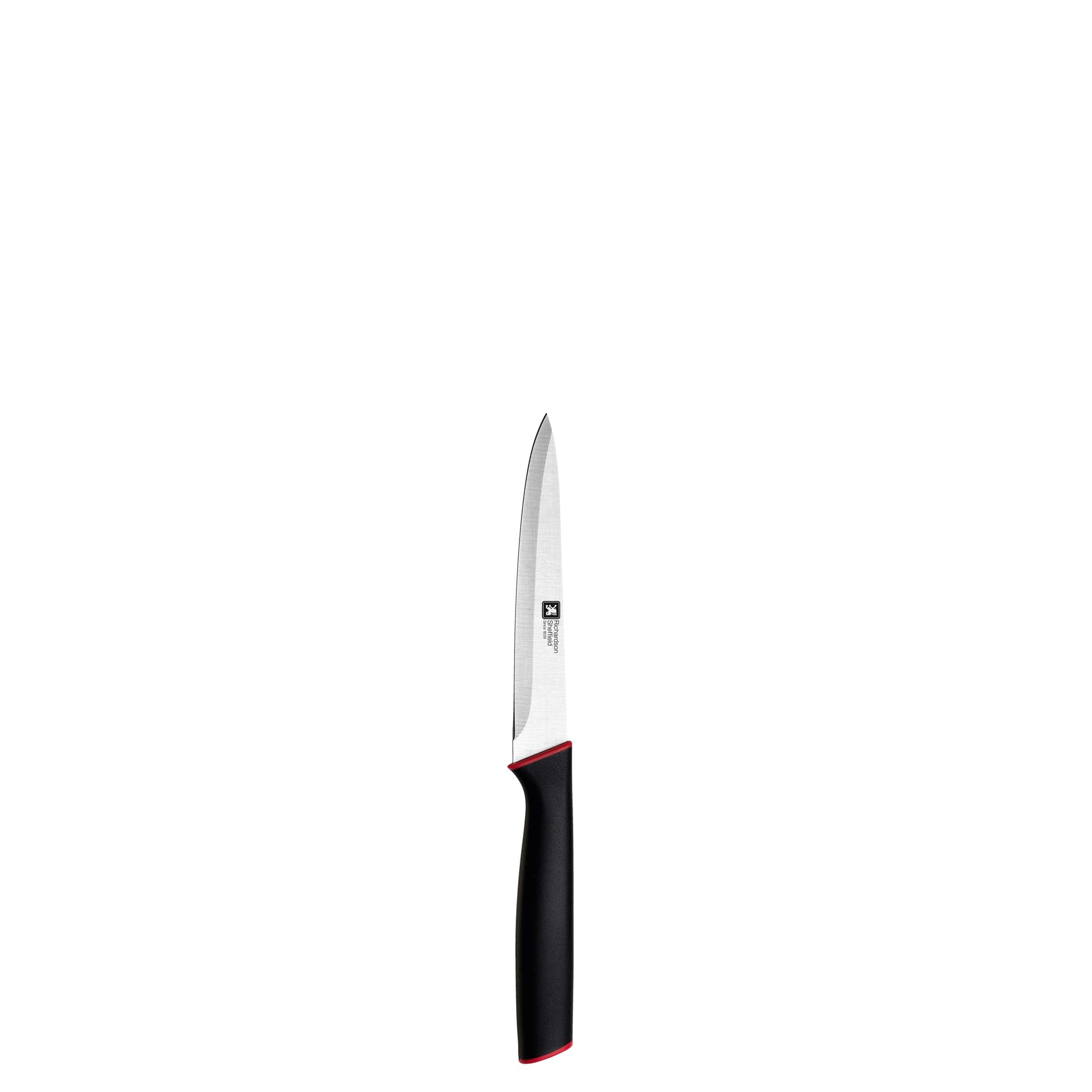 MIRA Küchenmesser Set 5-teilig von Richardson Sheffield, scharfe Küchenmesser mit Edelstahlgriffen auf heller Küchenoberfläche