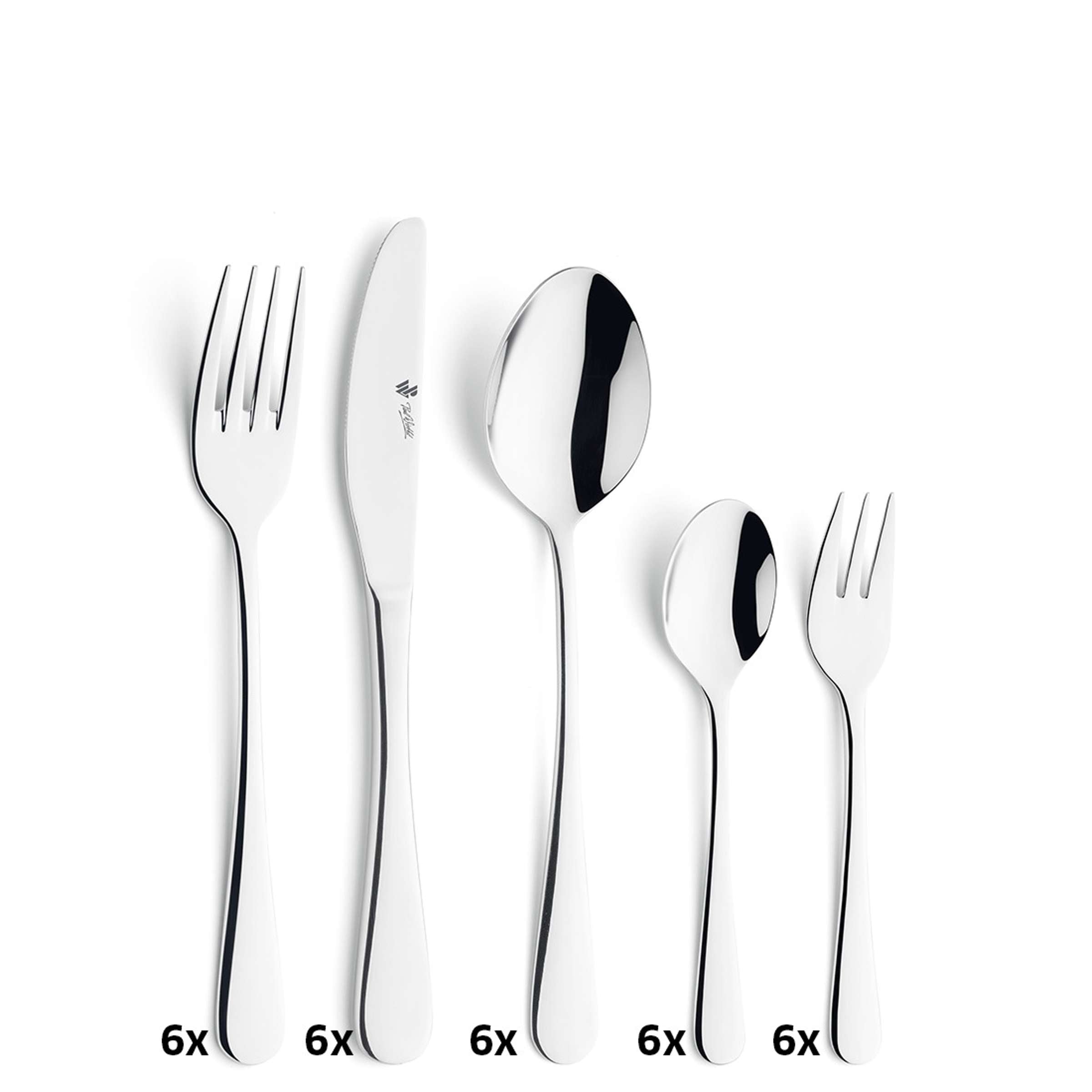 RHODOS Besteckset von Paul Wirths, 30-teilig, Messer, Gabeln, Löffel aus Edelstahl, elegante Essbesteck für den Haushalt