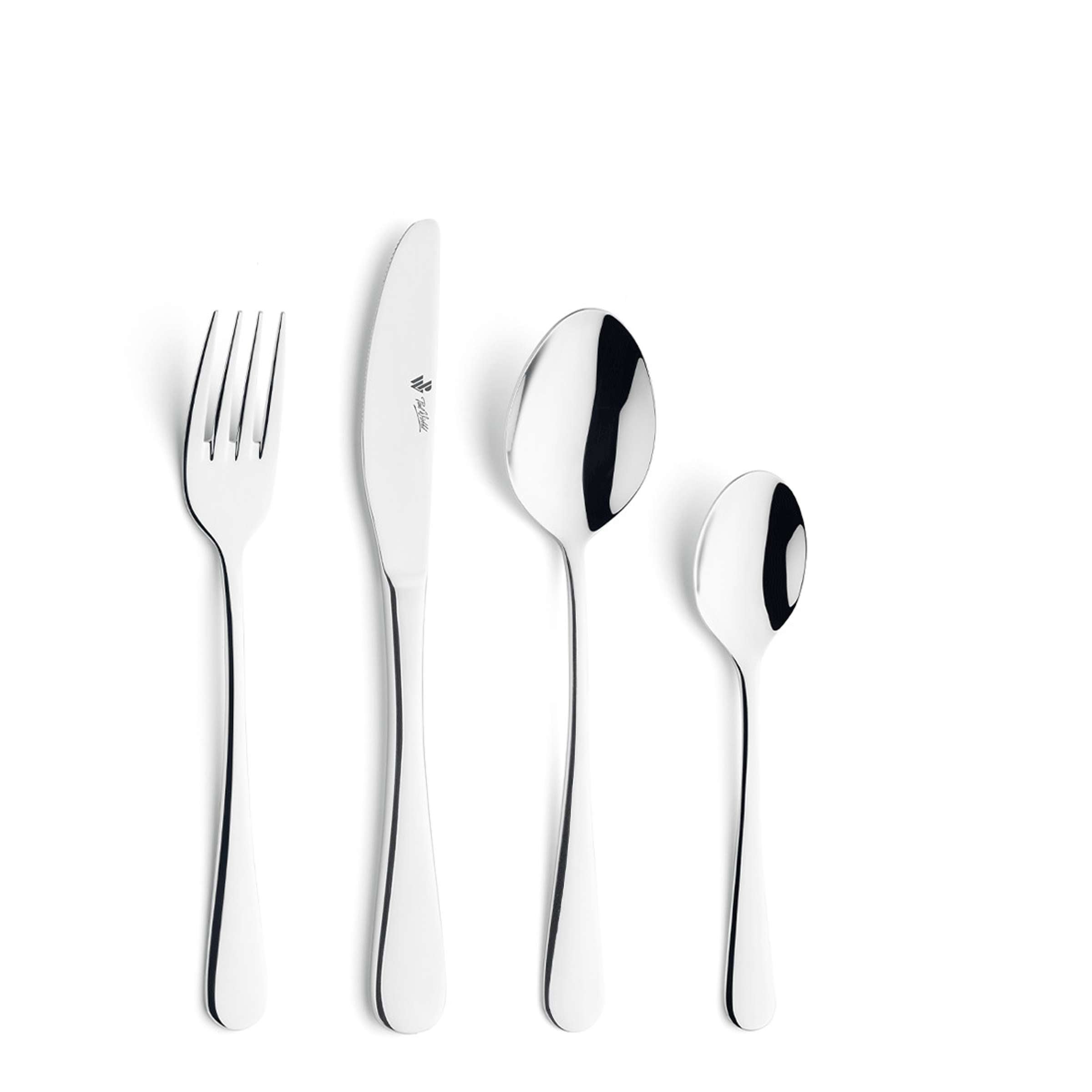 Kinderbesteck-Set von Paul Wirths, 4-teilig, hochwertiges Besteck für Kinder mit bunten Griffen, ideal zum Essen und Lernen.