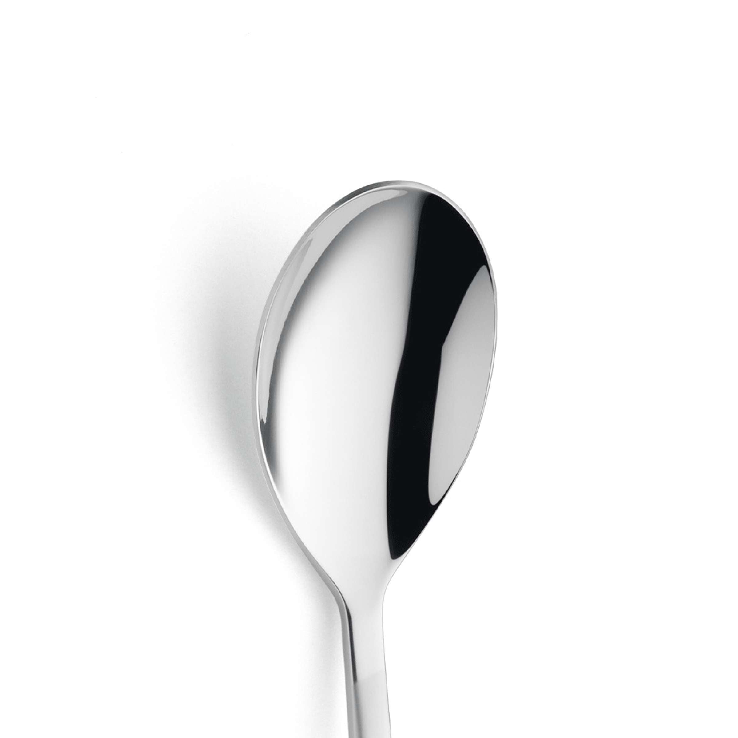 Paul Wirths SWING Vorspeisen- und Dessertlöffel, mattierte Edelstahl, elegantes Besteckstück, Nahaufnahme