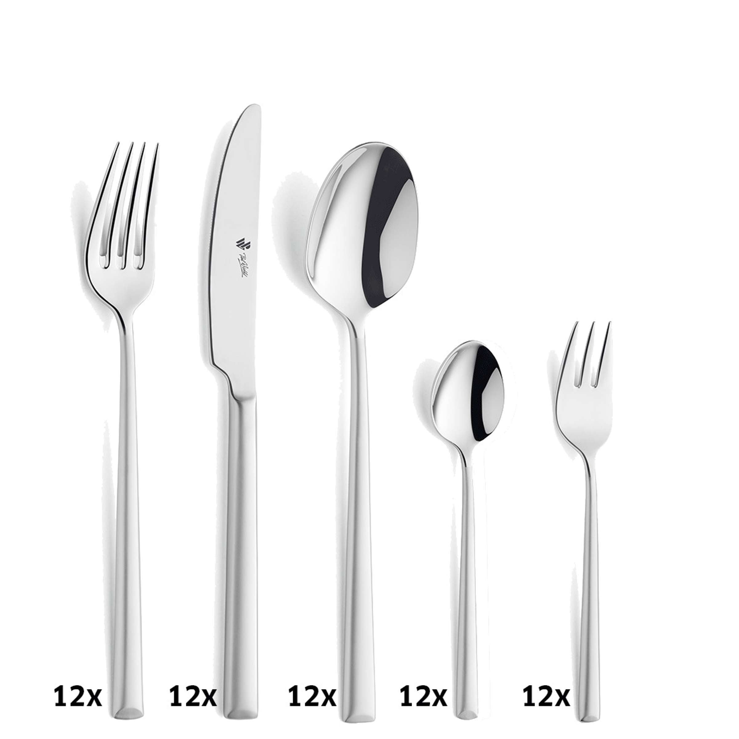 VIVENDI Besteckset 60-teilig, mattiertes Messer, Gabel, Löffel von Paul Wirths, elegantes Küchenbesteck in neutralem Design