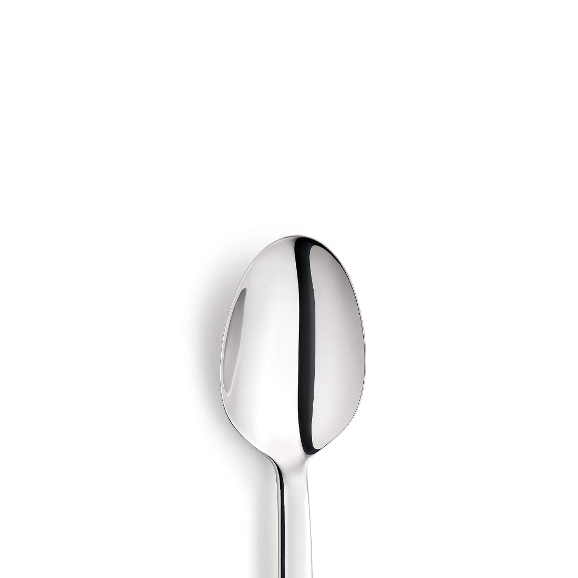 Ein einzelner Paul Wirths AURA Kaffeelöffel aus Edelstahl, elegant und glänzend, perfekt für den Kaffeetisch.