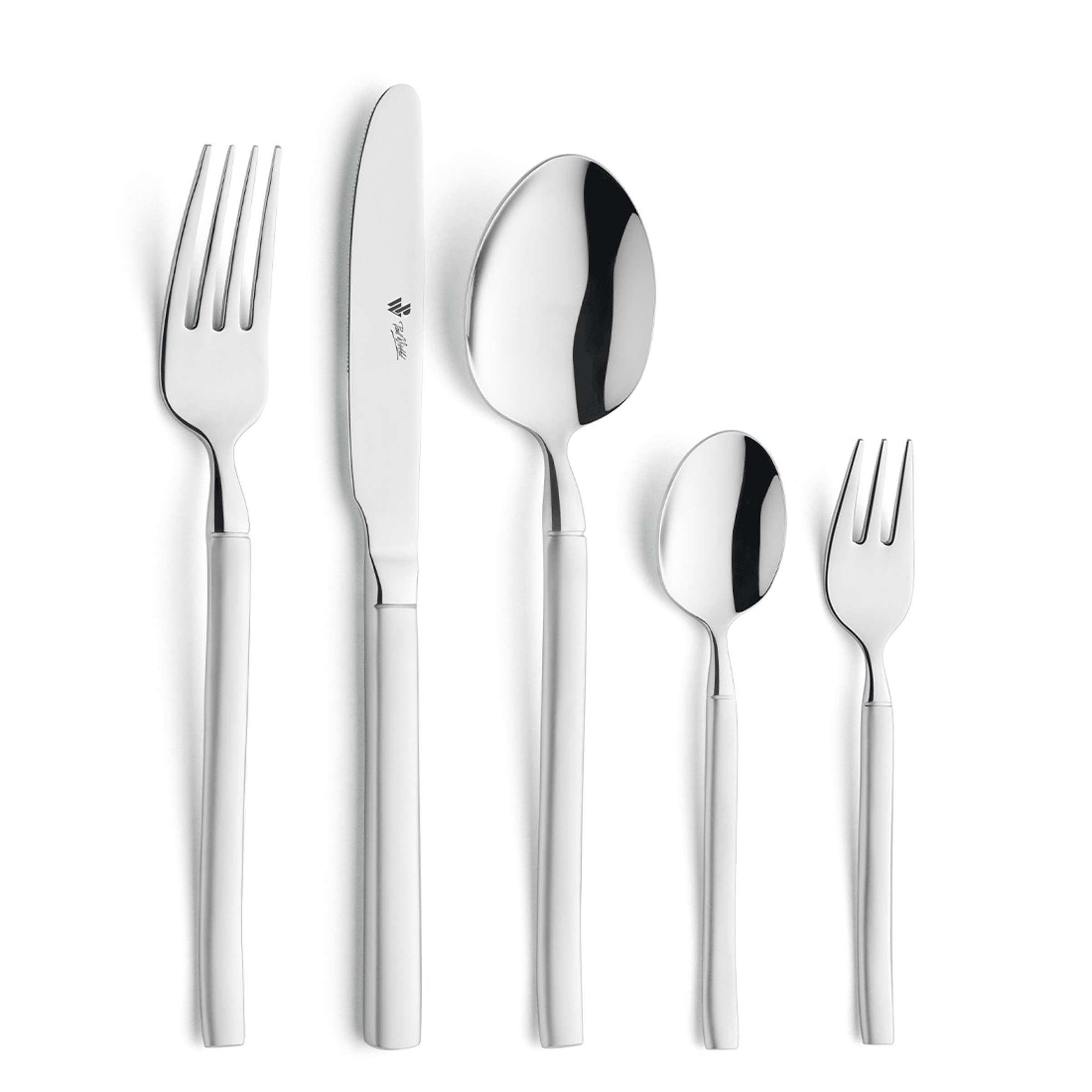 30-teiliges Paul Wirths BALI Besteckset aus mattem Edelstahl, zeigt Messer, Gabeln, Löffel und Teelöffel in elegantem Design