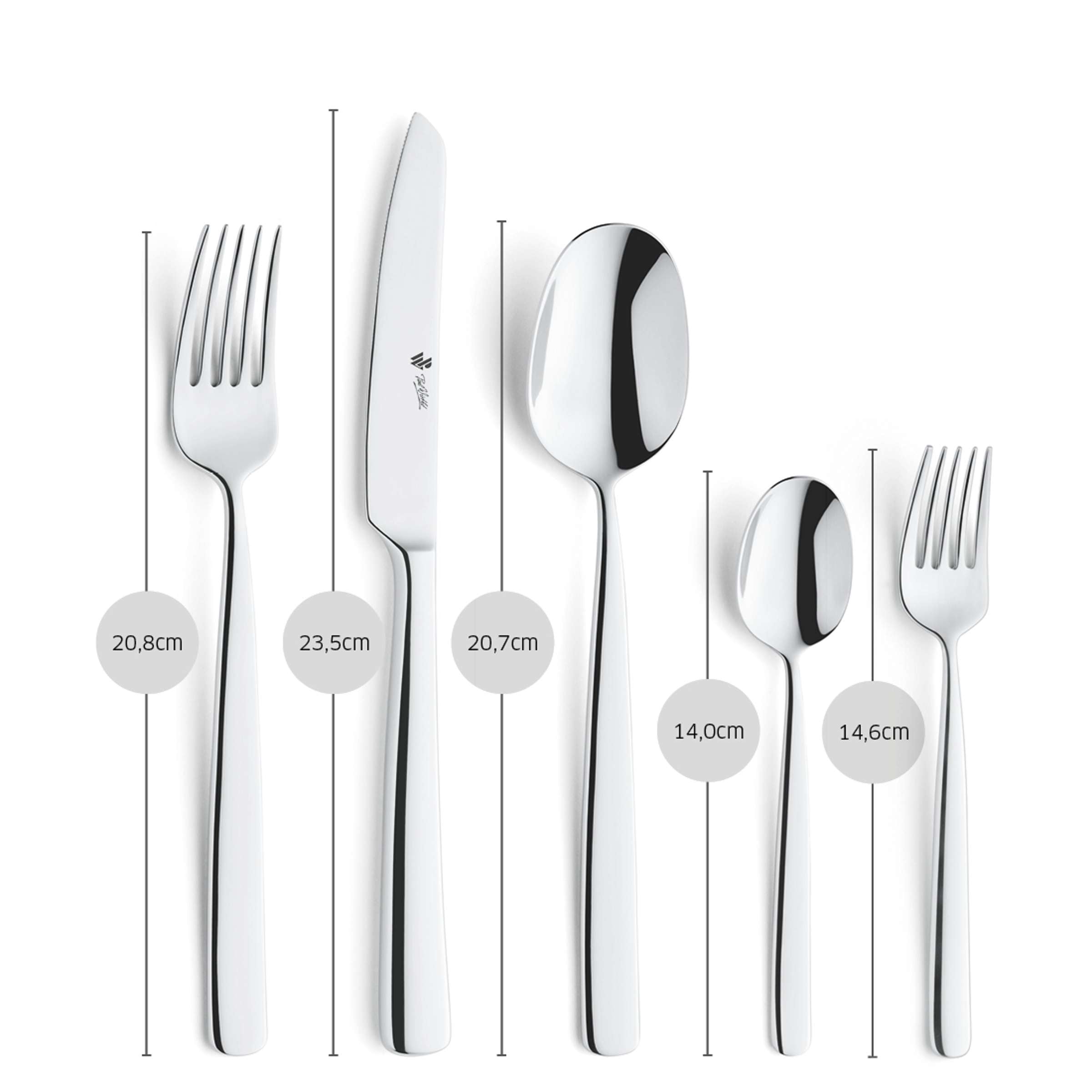 Paul Wirths COMO Besteckset 30-teilig mit Messer, Gabel und Löffel, glänzendes Edelstahl, elegante Essbestecke für den Alltag