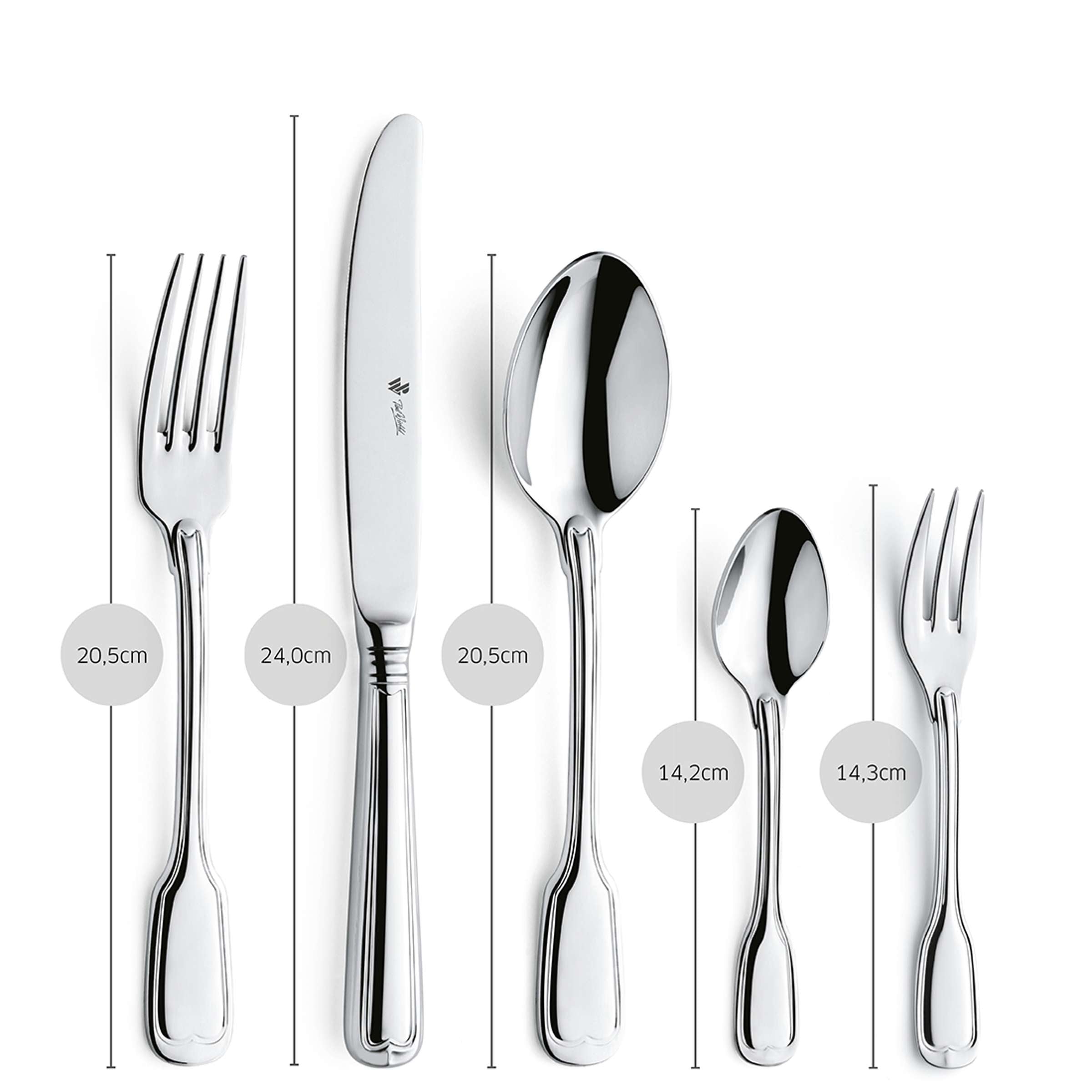 60-teiliges Paul Wirths AUGSBURGER FADEN Besteckset mit Messer, Gabel und Löffel aus Edelstahl, elegant und hochwertig.