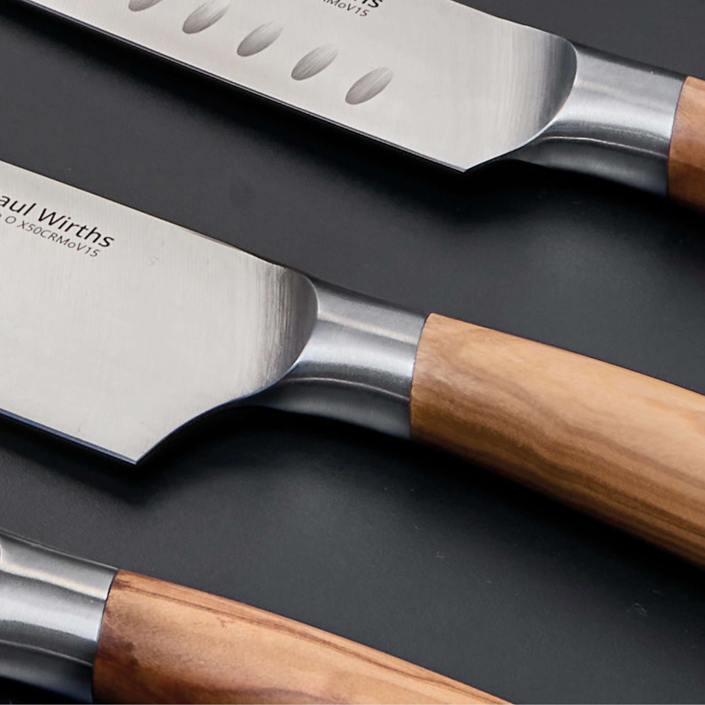 BLAZE Tranchiermesser von Paul Wirths, Küchenmesser mit Olivenholzgriff, scharfes Messer zum Tranchieren und Schneiden.