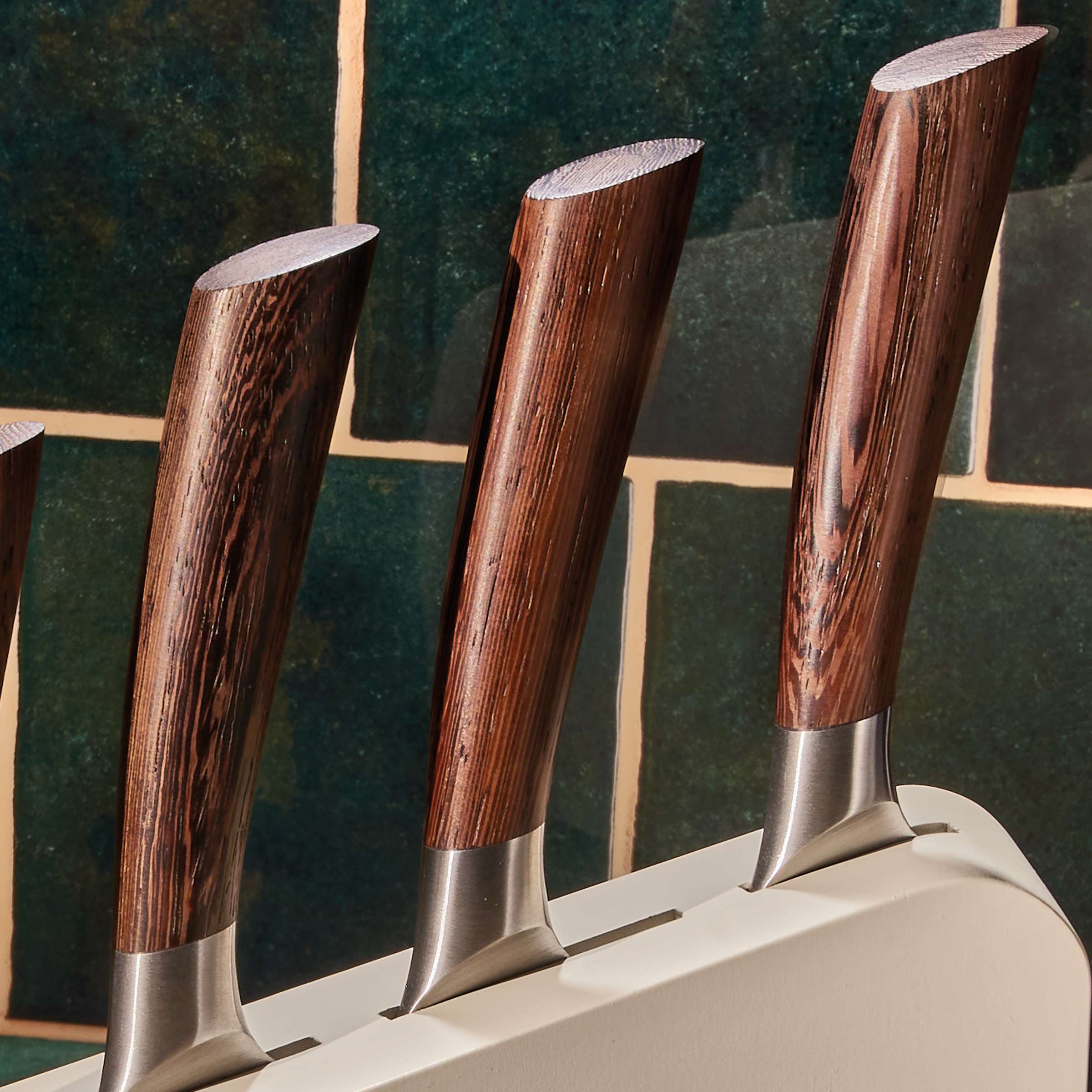 Wenge Messerblock von Paul Wirths mit fünf Messern, stilvoller Messerblock für Küchenmesser, moderne Küchendekoration