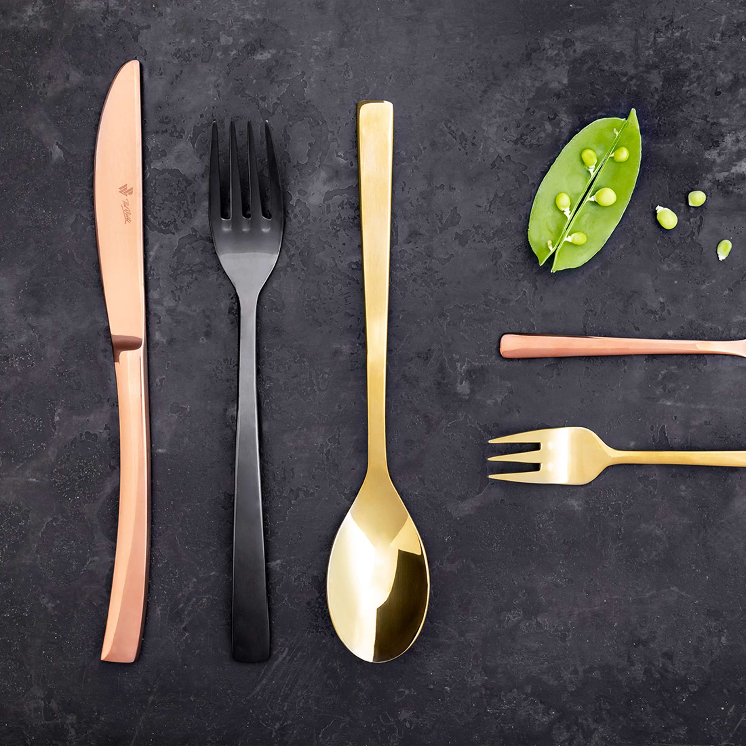 SWING Zestaw sztućców, 4-częściowy, PVD złoty