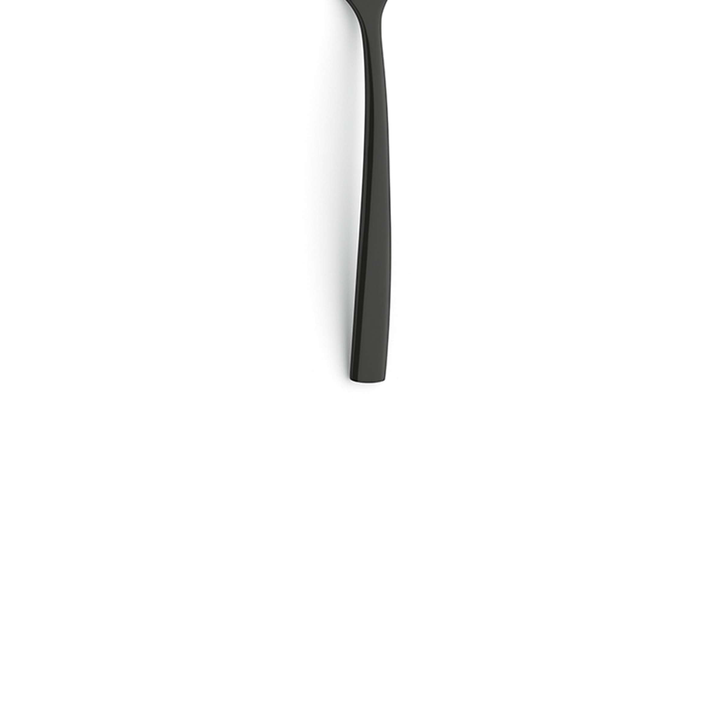 Schwarze SWING Kuchengabel von Paul Wirths aus PVD-beschichtetem Besteck, Nahaufnahme des eleganten Designs.