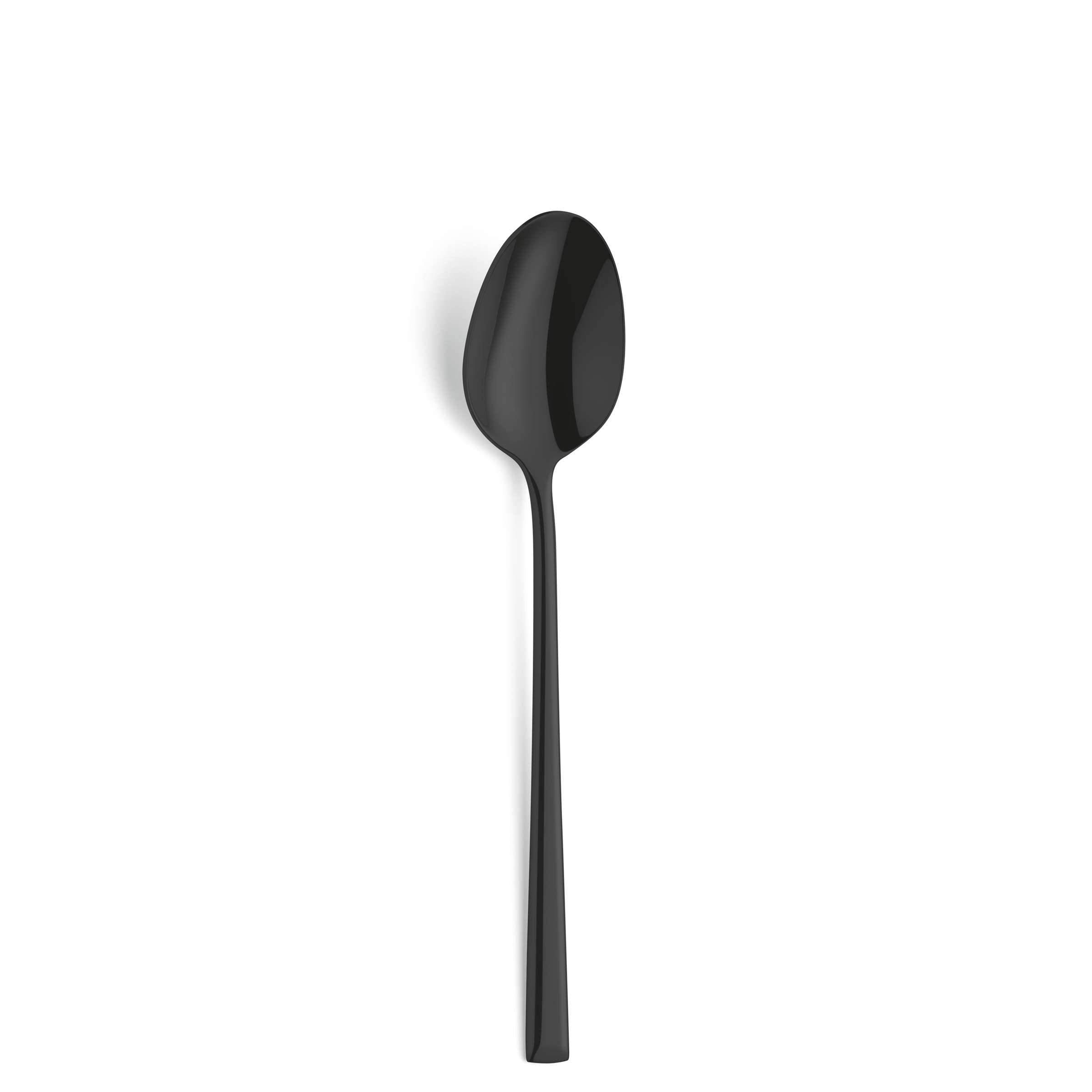 VIVENDI Besteckset 4-teilig von Paul Wirths, schwarzes PVD-Beschichtung, besteht aus Messer, Gabel, Löffel und Teelöffel auf weißem Hintergrund.