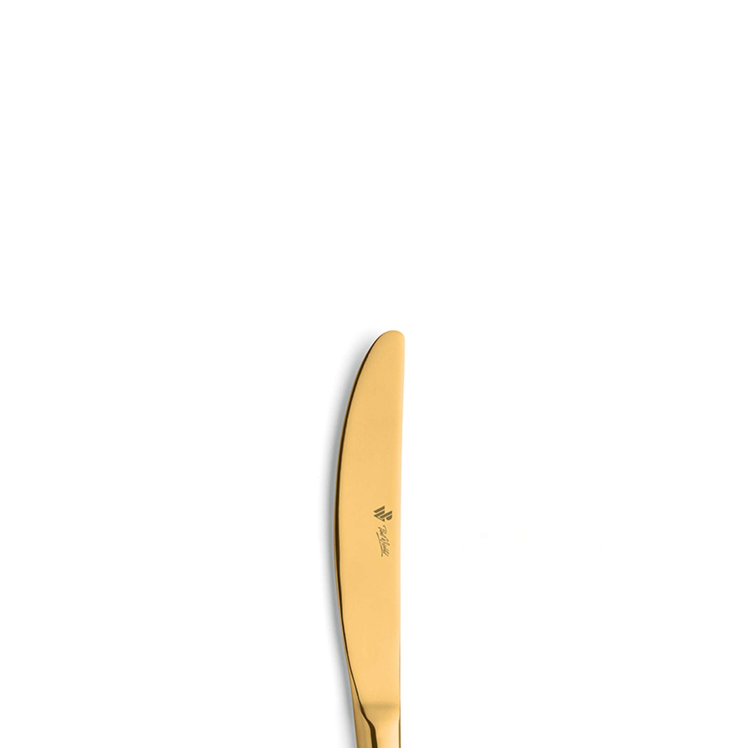 Goldenes SWING Menümesser von Paul Wirths, Vollheft, PVD-beschichtet, elegant und hochwertig, als einzelnes Besteckstück.