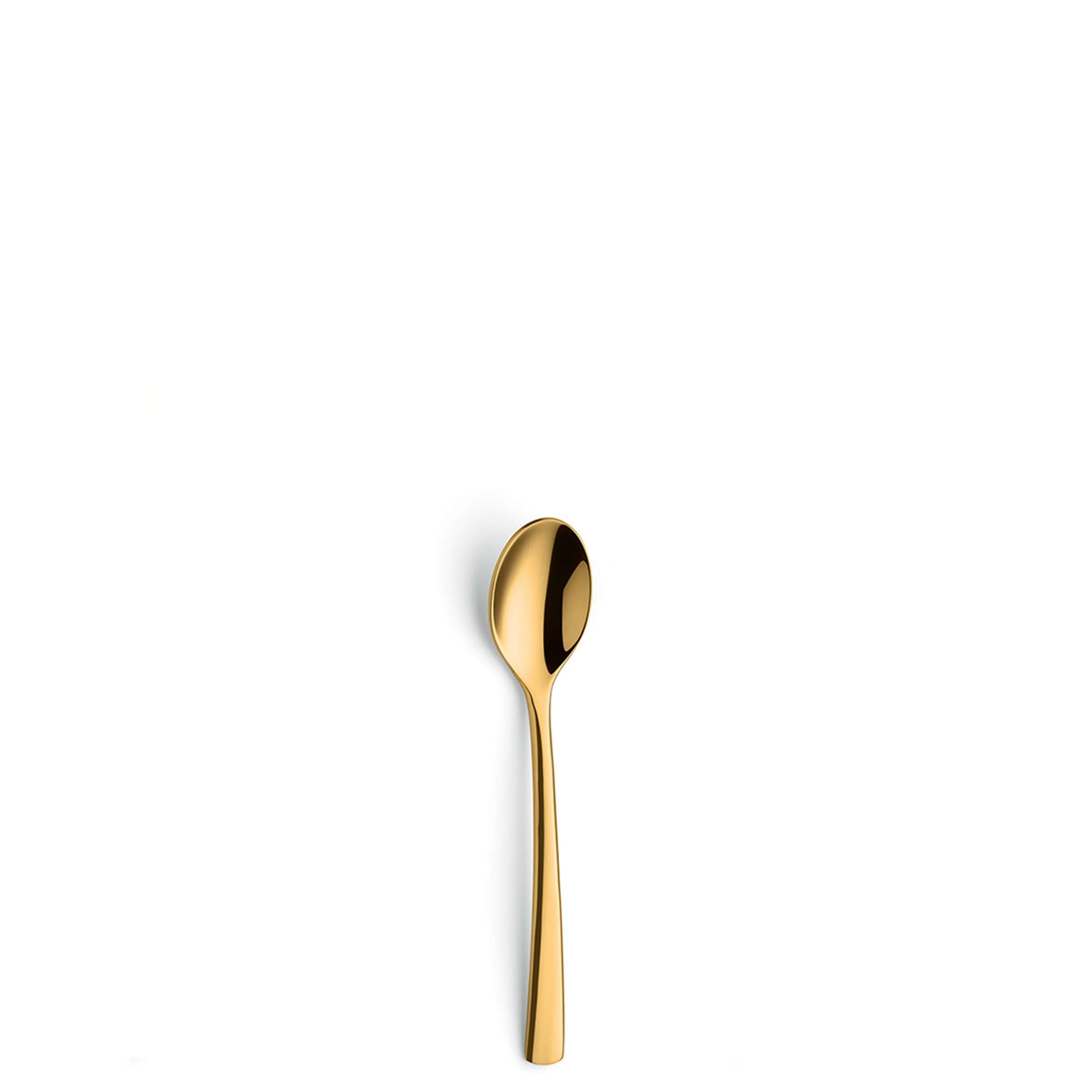 Paul Wirths SWING Kaffeelöffel aus PVD-Gold, elegantes Besteckstück mit modernem Design, sichtbar auf weißem Hintergrund.