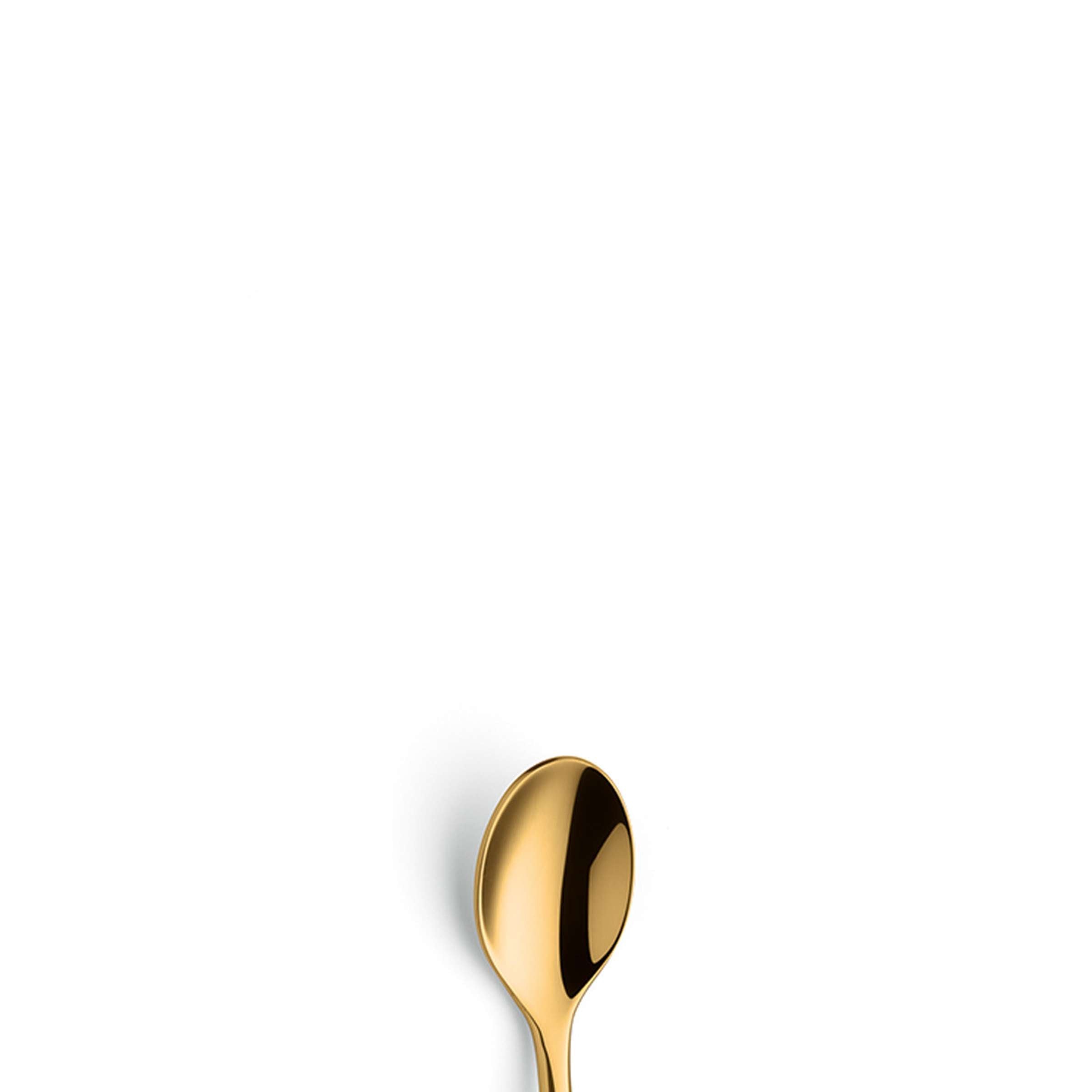 Goldene SWING Kaffeelöffel von Paul Wirths, PVD-beschichtet, elegantes Besteckstück für Kaffee-Genuss, Nahaufnahme