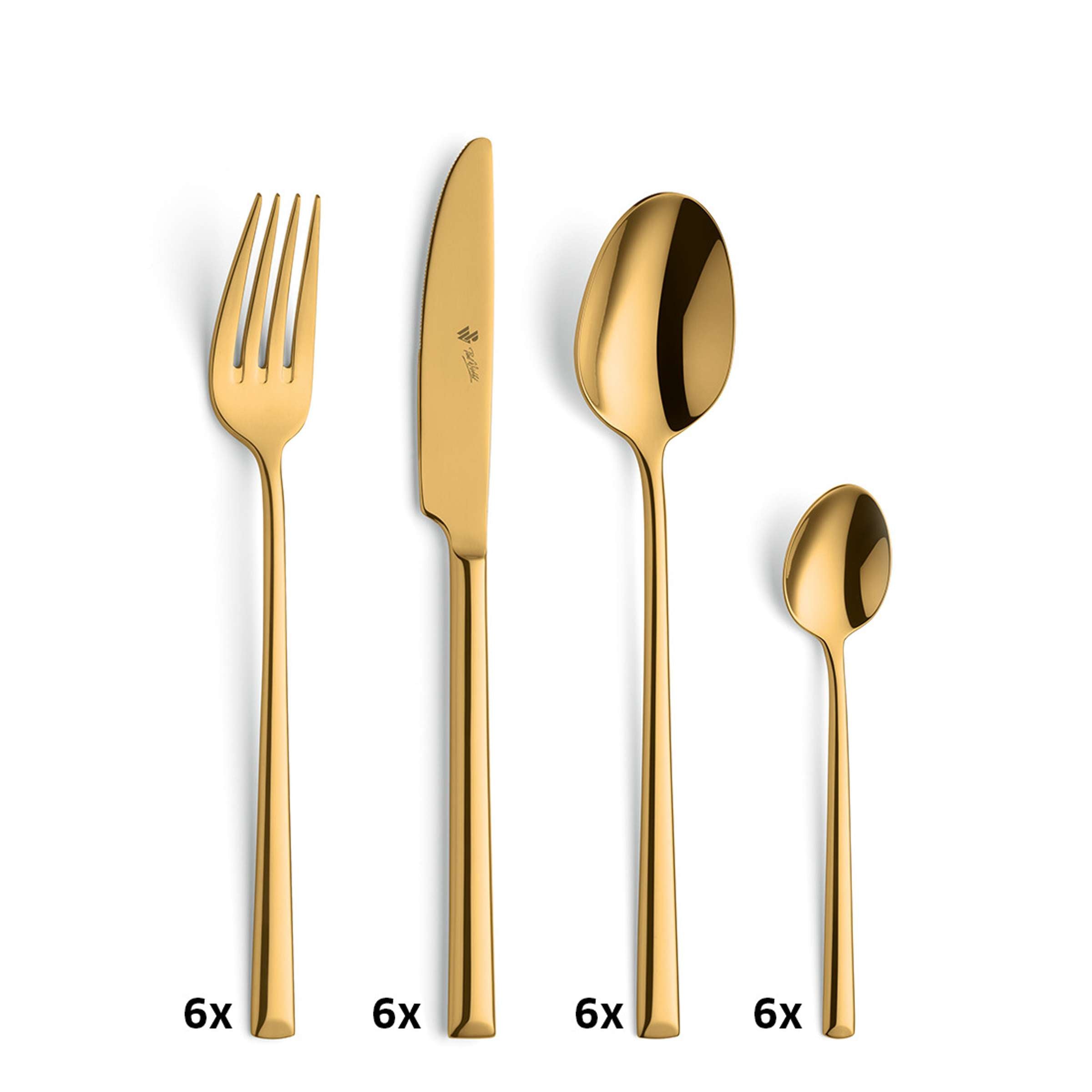 VIVENDI Besteckset 24-teilig von Paul Wirths aus PVD-gold, Edelstahl, mit Messer, Gabel, Löffel für den Essbereich