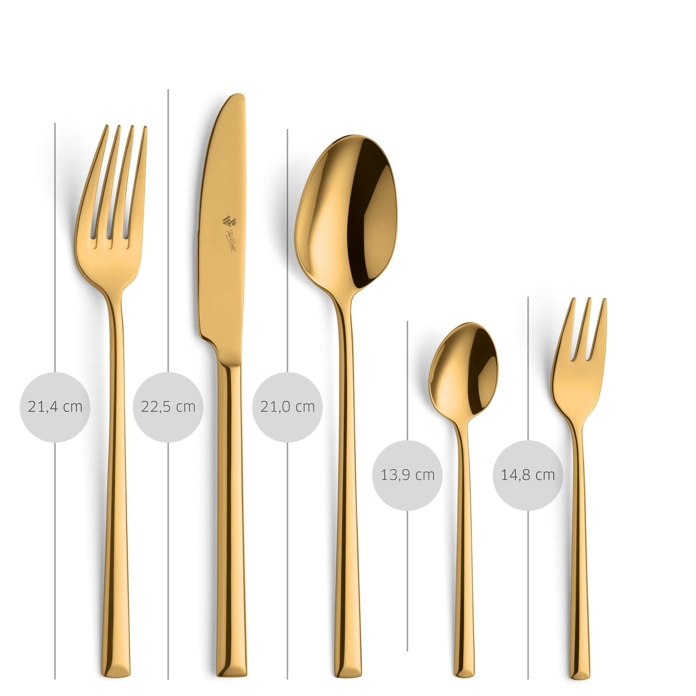 VIVENDI Besteckset 30-teilig aus PVD-Gold von Paul Wirths, inklusive Messer, Gabel, Löffel und Teelöffel in elegantem Design