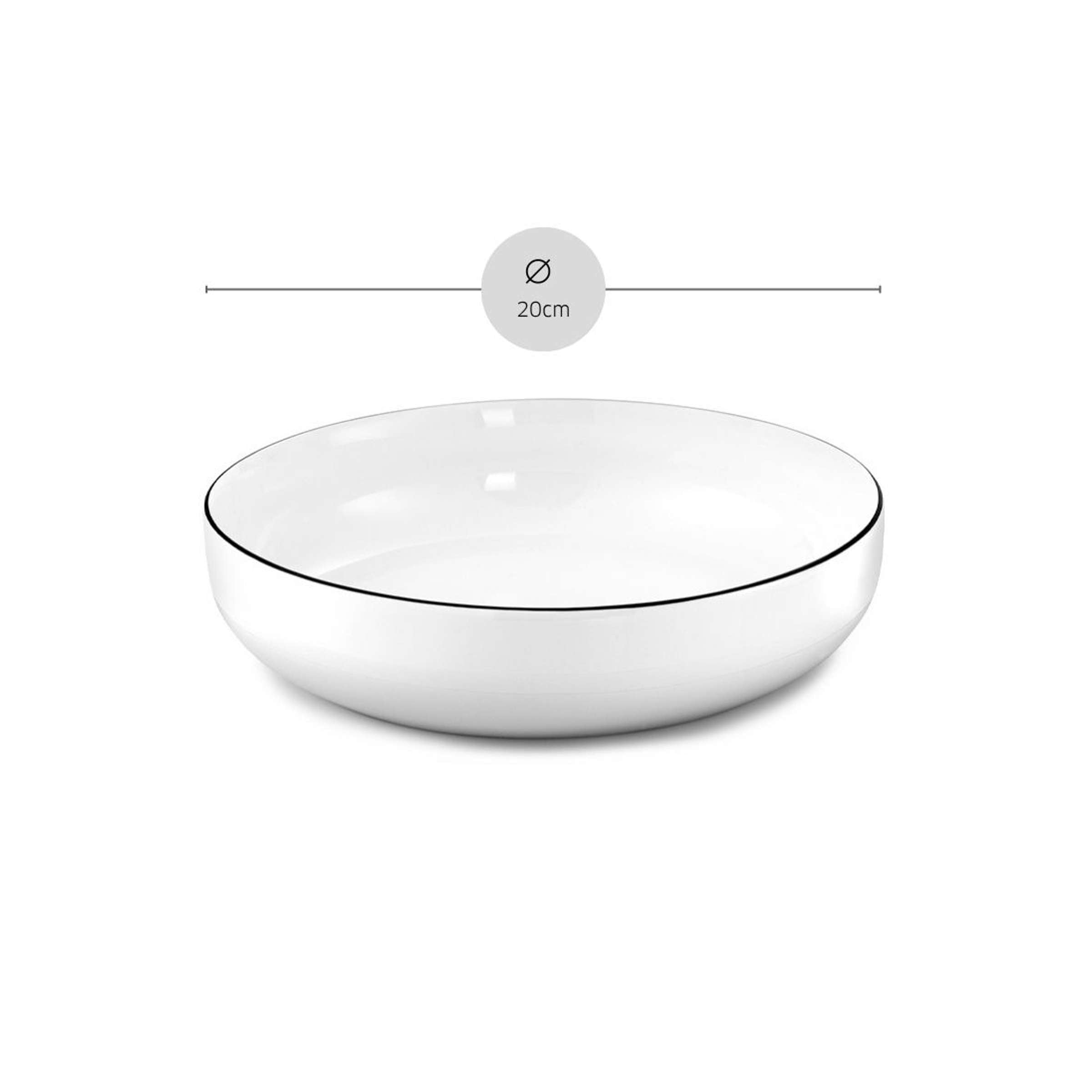 Schwarzer Salatteller YAKA BLACK von Médard de Noblat, weiße Akzente, elegantes Geschirr für den Tisch, detailreiche Tassenansicht