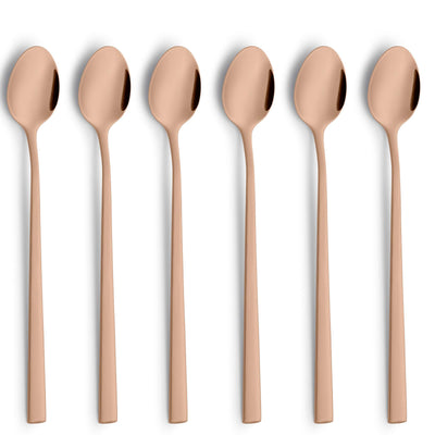 VISTA Longdrink-/Latte macchiato lepels set 6-delig PVD koper mat