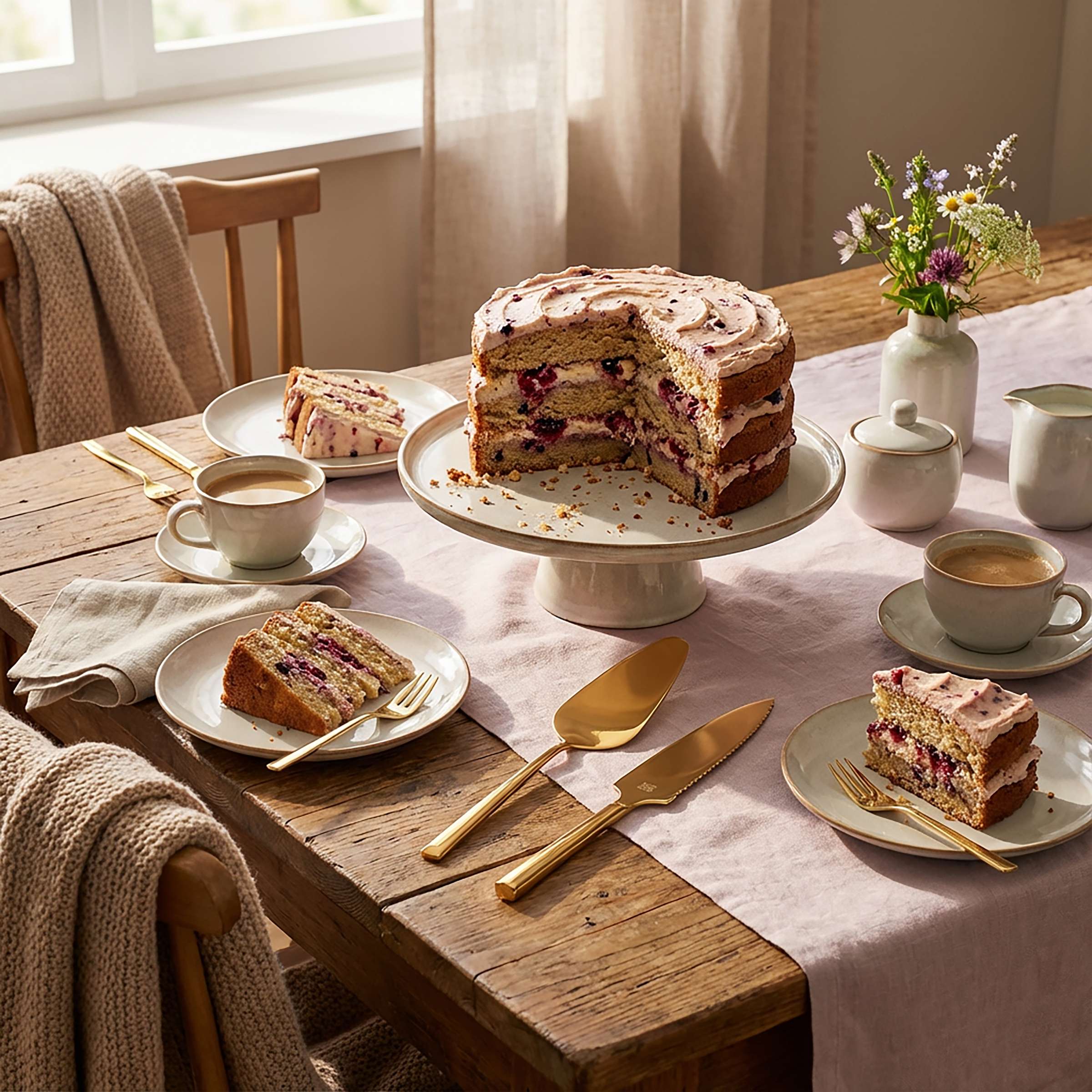 Beckmann & Rommerskirchen VISTA Tortenset, 2-teilig, PVD gold, elegantes Besteck für Torten und Desserts, stilvoll und langlebig