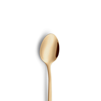 Sechsteiliges Beckmann & Rommerskirchen VISTA Longdrink- und Latte Macchiato Löffelset aus mattem PVD-Gold, elegante Besteck-Kollektion