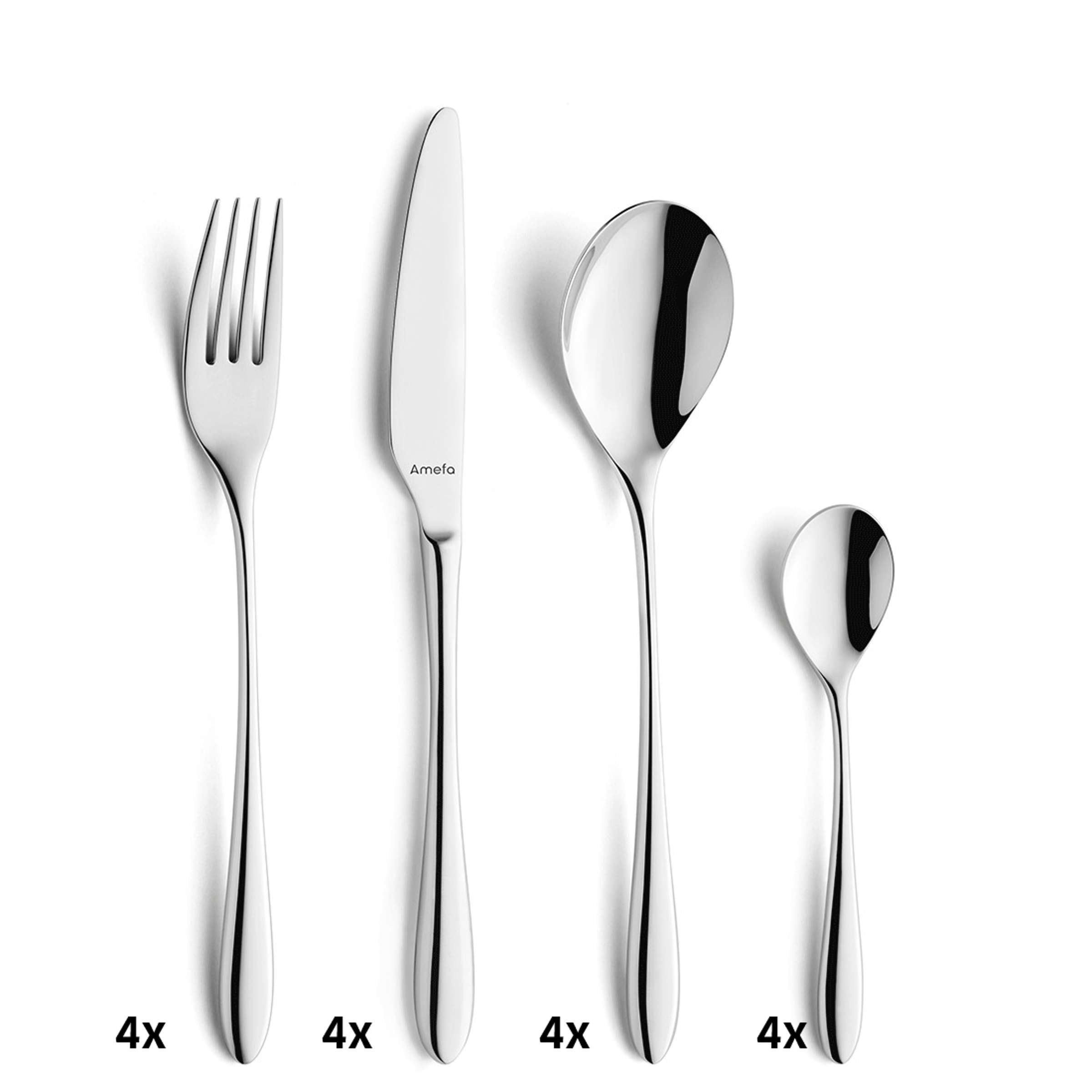 Amefa CUBA Besteckset, 16-teilig, Edelstahl, Messer, Gabeln, Löffel, stilvolles Geschirrset für den Tisch