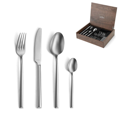 Amefa METROPOLE Besteckset 24-teilig aus Edelstahl mit samtigem Finish, elegant im stilvollen Velvet-Design.