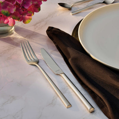Amefa METROPOLE Besteckset 24-teilig aus Edelstahl mit samtartigem Velvet-Finish, enthalten Messer, Gabeln, Löffel und Teelöffel.