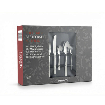Amefa SATINA Besteckset 60-teilig, mattierte Edelstahlteile, Besteck für Mahlzeiten, in Verpackung sichtbar
