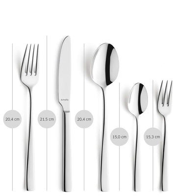 Amefa FRESH Besteckset 30-teilig mit Messer, Gabel, Löffel und Teelöffel aus Edelstahl, elegantes Geschirr für den Alltag