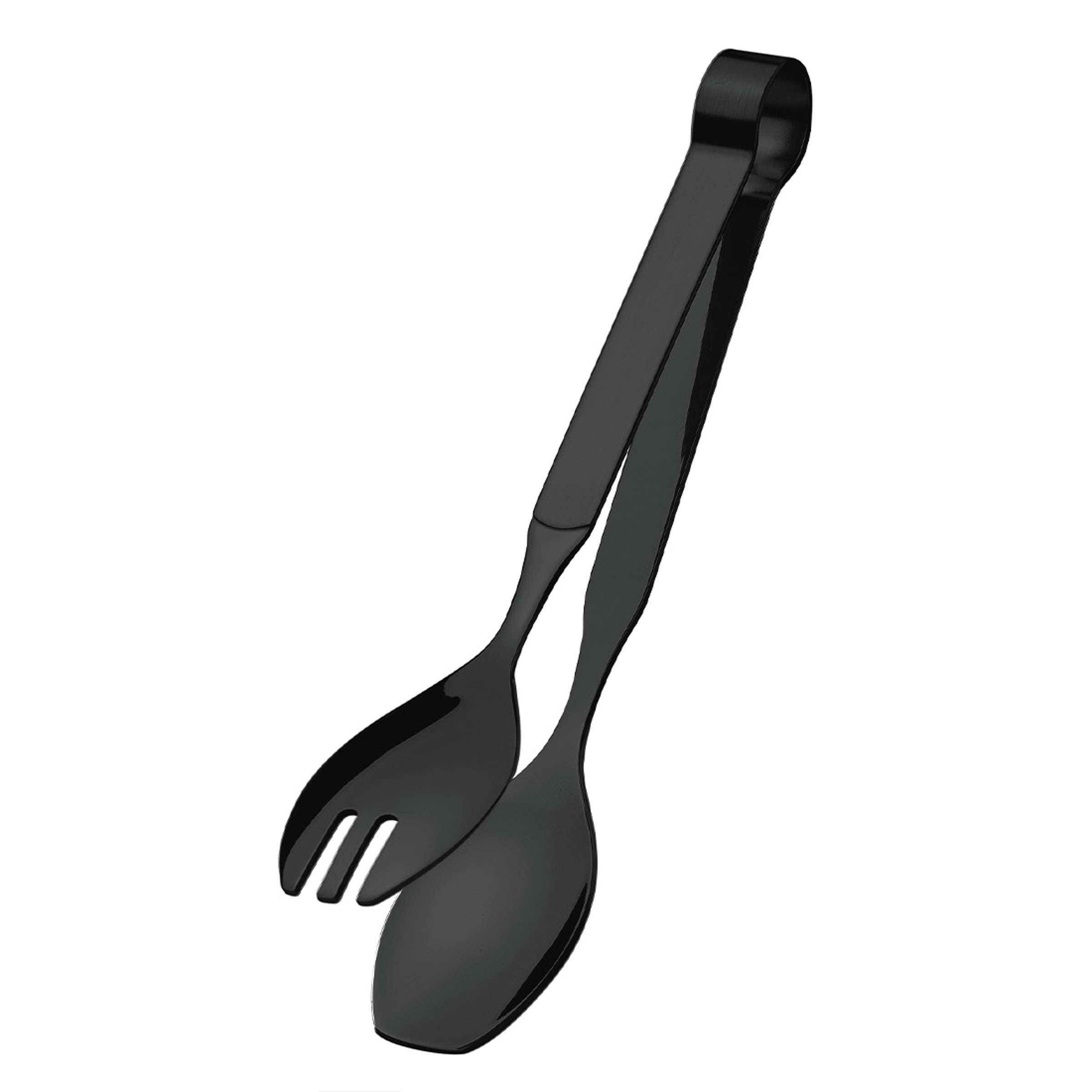 Kleine schwarze PVD Servierzange von Amefa, aus Edelstahl, zum Anrichten von Speisen, handlich und robust.