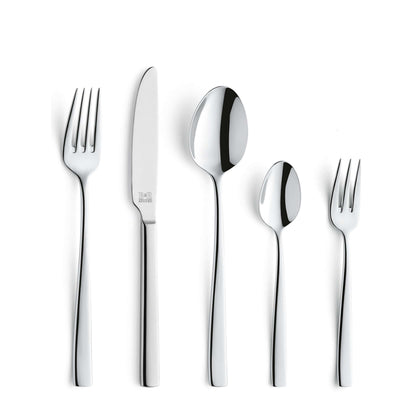 Leo Besteckset 60-teilig von Beckmann & Rommerskirchen, vollständiges Cutlery Set mit Messer, Gabel, Löffel aus Edelstahl auf weißem Hintergrund