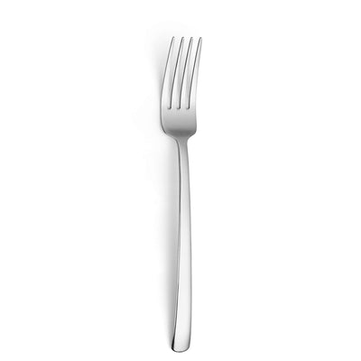 Amefa PONTIS Besteckset, 24-teilig, zeigt eine elegant gestaltete Gabel aus Edelstahl auf weißem Hintergrund.