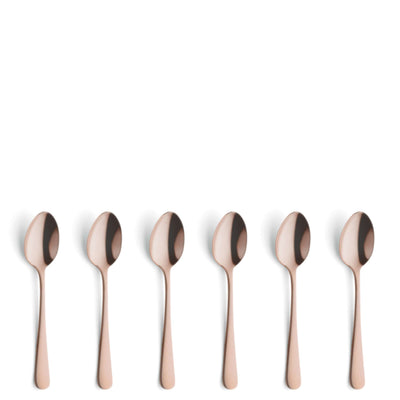 Amefa Austin Mocca- und Espressolöffel Set, 6-teilig, mattierte PVD Kupfer, elegantes Besteck für Kaffeegetränke