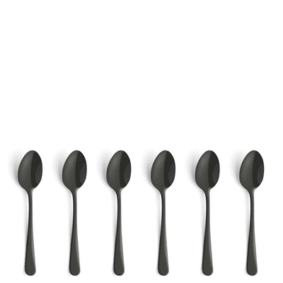Amefa Austin Mocca- und Espressolöffel Set, 6-teilig, schwarz mattierter PVD, elegantes Besteck für Kaffee.