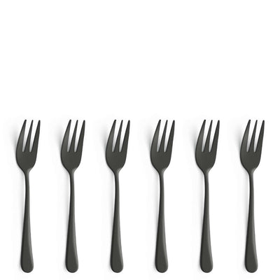 Amefa Austin Kuchengabel Set mit 6 schwarzen, mattierten PVD-Gabeln für den Esstisch, modernes Design, hochwertiges Besteckset