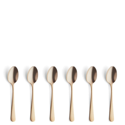 Amefa Austin Mocca- und Espressolöffel Set aus 6 Teilen mit mattem PVD-Gold-Finish, hochwertiges Besteck für Kaffee.