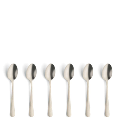 Amefa Austin Mocca- und Espressolöffel Set, 6-teilig, mattierte champagnerfarbene PVD-Beschichtung, elegantes Besteck für Kaffee.
