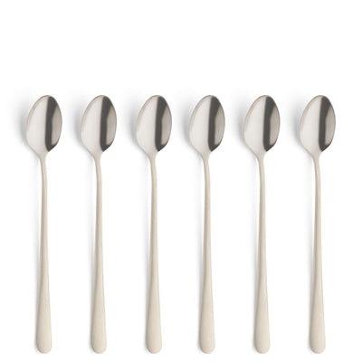 Amefa AUSTIN Longdrink- und Latte Macchiato Löffel Set, 6-teilig, PVD champagner mattiert, elegantes Besteck für Getränke