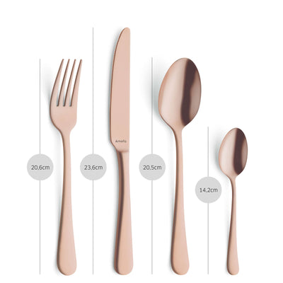 Amefa Austin Besteckset, 16-teilig, kupfer mattiert, Messer, Gabeln, Löffel, hochwertiges Cutlery-Set für den Esstisch