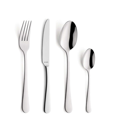 Amefa Austin Besteckset 16-teilig mit Messer, Gabel, Löffel und Teelöffel aus Edelstahl, elegant und modern gestaltet