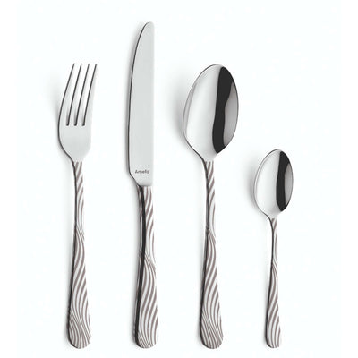 Amefa TIDE Besteckset, 24-teilig, inklusive Messer, Gabel, Löffel, auf einem weißen Tisch.