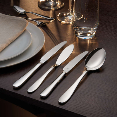 Elegantes 16-teiliges Amefa Oxford Besteckset mit Messer, Gabel, Löffel und Teelöffel, aus Edelstahl, modernes Design.