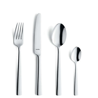 Moderner Amefa Besteckset mit 78 Teilen, including Gabeln, Messer, Löffel, in elegant Design, auf weißem Hintergrund.