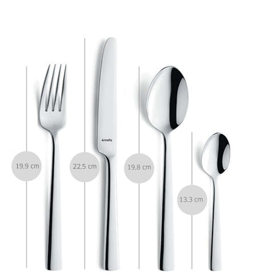 Modernes 78-teiliges Besteckset von Amefa mit Messer, Gabel, Löffel und Dessertbesteck aus Edelstahl.