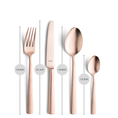 Amefa VENTURA Besteckset 24-teilig, PVD kupfer mattiert, Messer, Gabeln, Löffel aus Edelstahl, elegant und modernes Design