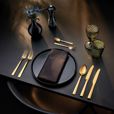 VENTURA Besteckset 24-teilig von Amefa, PVD gold mattiert, elegantes Besteck für den täglichen Gebrauch.