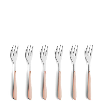 Kuppels PRISMA Kuchengabel-Set mit 6 Teilen in apricotfarbenem Design, aus hochwertigem Besteck für den Alltag
